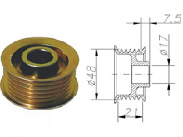 3.398 - POLEA ALT. FORD 6 CANAL